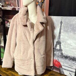 Women's Pink Faux Fur Coat
